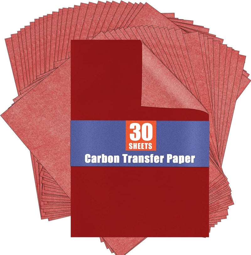 psler Red Carbon Paper for Tracing Graphite Transfer-Paper - 30 Pcs Red Graphite Paper for Tracing Drawing Patterns on Wood Projects Canvas Fabric Artist Lettering Sketch Drawing A4 Size 8.5 X 11 Inch - Image 1